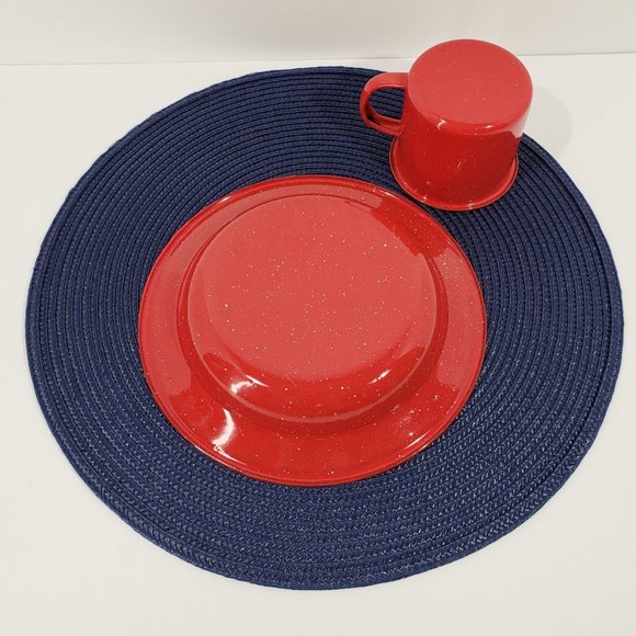 Vintage Red Speckled Enamelware Mugs (2) and Bowls (2) - Picture 3 of 5